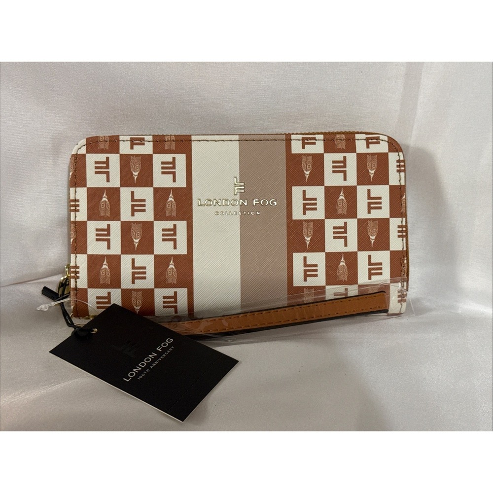 London Fog Adalia Zip Around Wallet Camel w/ Wristlet NWT MSRP $48